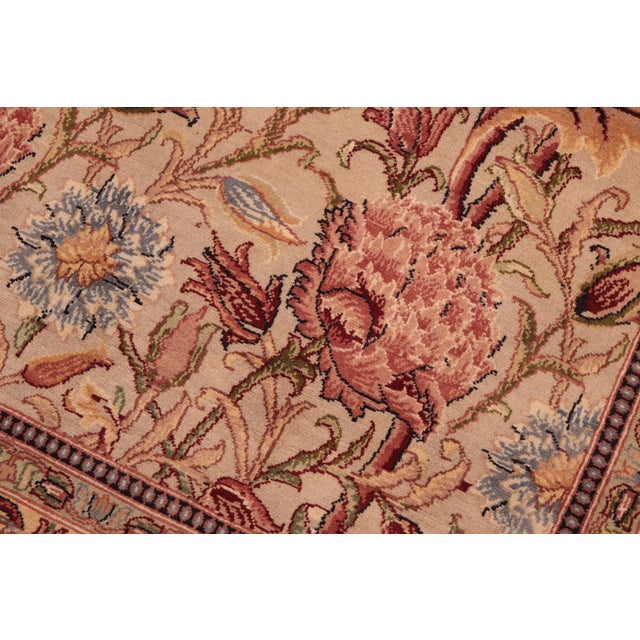 Shabby Chic Shabby Chic 1990's Floral Pak-Persian Taupe/Pink Wool Rug - 6'0'' X 8'9'' For Sale - Image 3 of 9