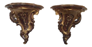 18th Century Style Gold & Brown Giltwoood Brackets - a Pair