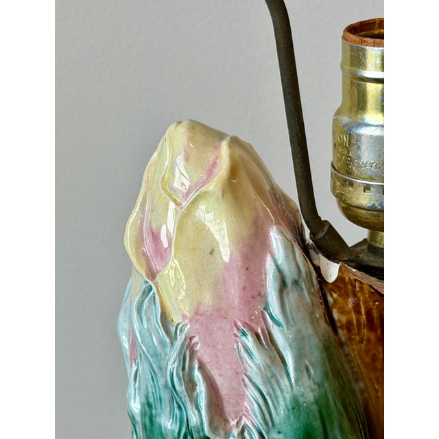 Majolica Style Botanical Table Lamp For Sale - Image 4 of 13