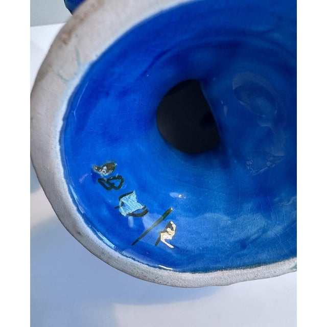 Glazed Ceramic Rimini Blu Rooster Figurine by Aldo Londi for Bitossi Ceramiche, Italy, 1950s For Sale - Image 9 of 10