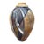 Vintage Signed Raku Studio Pottery Vase With Iridescent Geometric Design, 10” For Sale