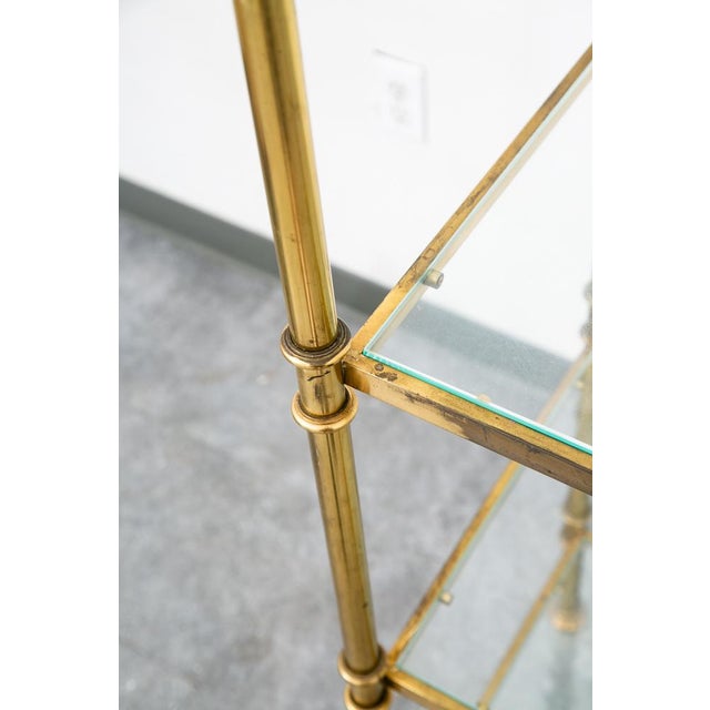 Mid Century Modern Display Cabinet Etagere Compact Brass Glass Shelving Unit For Sale - Image 9 of 12