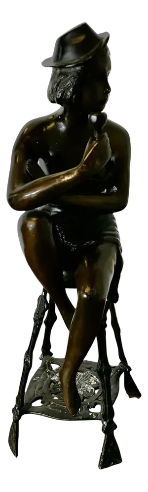 Bronze Statue of a Girl on a Stool Drinking Champaign, 1960s