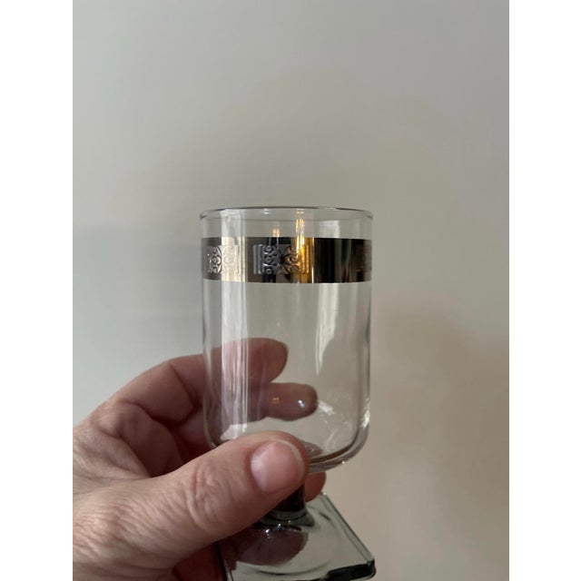 Mid-Century Modern Mid 20th Century Mid Century Modern Barware Linear Smoke Berlin Cordial Glasses - A Pair For Sale - Image 3 of 8