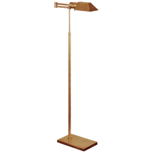 Visual Comfort Signature Studio Swing Arm Floor Lamp in Hand-Rubbed Antique Brass