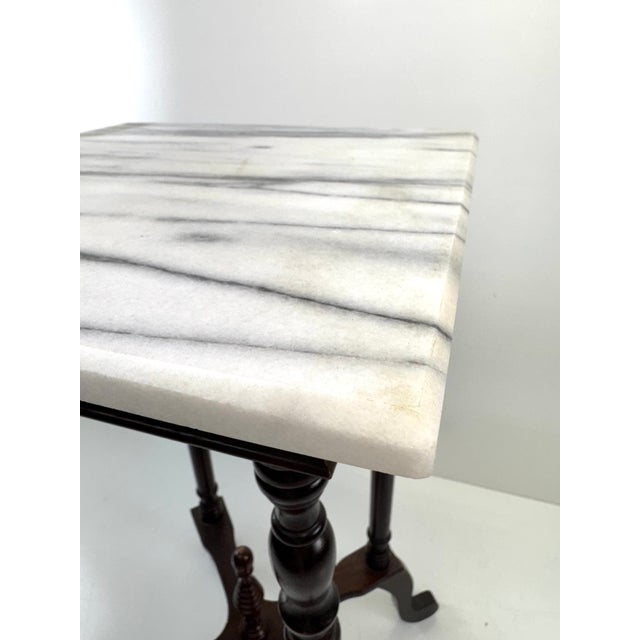 Wood Mid-20th Century English Regency Revival Mahogany Marble Top Plant Stand For Sale - Image 7 of 11