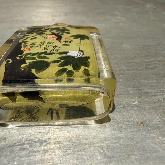 Vintage Chinese Reverse-Painted Glass Scent or Snuff Bottle For Sale - Image 9 of 11