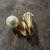 Metal 1990s Gilded Sterling Silver and Natural Pearl Sculptured Huge Italian Ring For Sale - Image 7 of 9