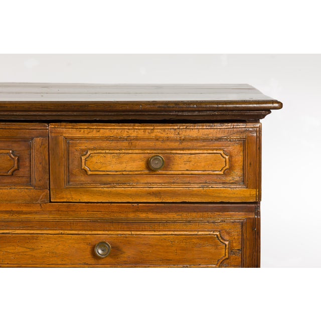 Italian 18th Century Walnut Credenza with Four Drawers, Two Doors, Bracket Feet For Sale - Image 12 of 12