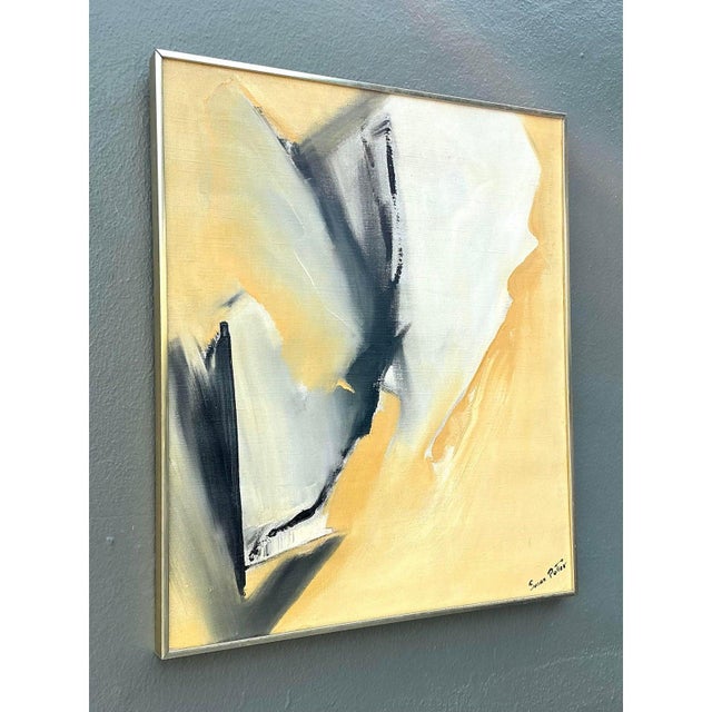 Vintage Original Abstract Oil Painting on Canvas For Sale In West Palm - Image 6 of 11