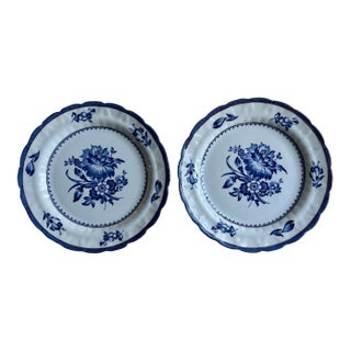 Vintage Booths Blue Floral Luncheon Plates, Made in England- Set of 2 For Sale