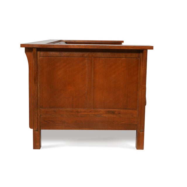 Craftsman Cubic Panel Side Love Seat - Chestnut Brown Leather For Sale In Chicago - Image 6 of 7