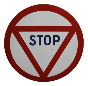 Red and White Enamel Metal Stop Traffic Sign, 1965