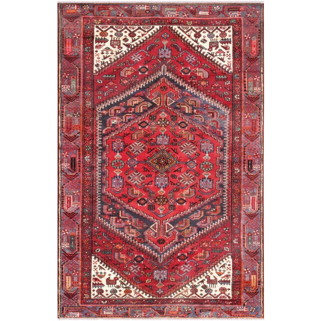 Vintage Hamadan Red/Blue Rug, 4' 2" X 6' 7" For Sale