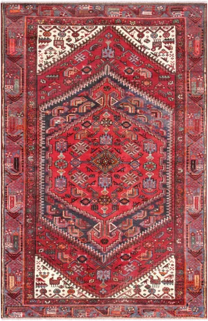 Vintage Hamadan Red/Blue Rug, 4' 2" X 6' 7"