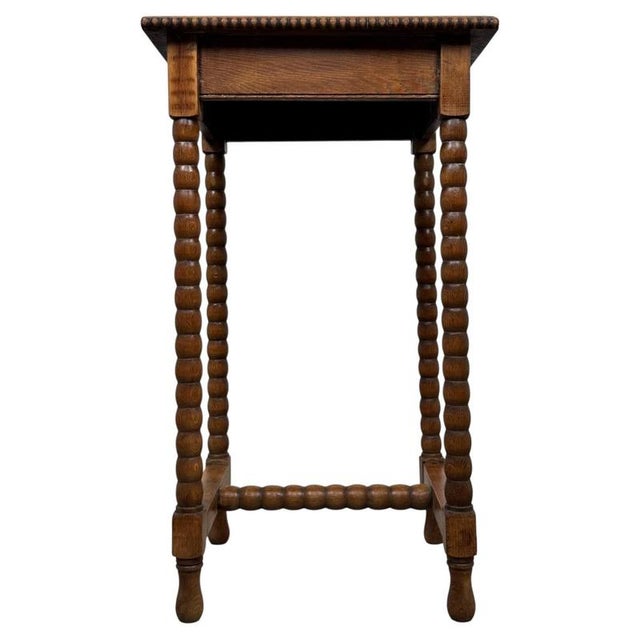 Antique English Bobbin-Turned Oak Side Table, 1910 For Sale - Image 9 of 10