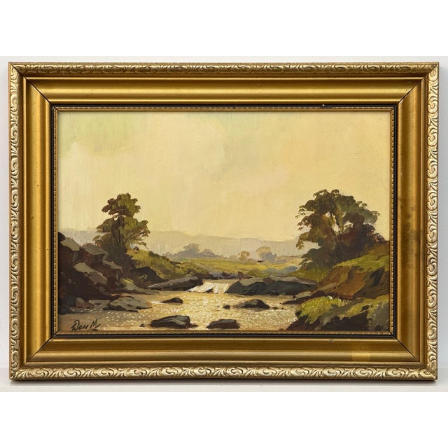 Vintage River Landscape Oil in English Countryside - 20th Century British Art 1973 For Sale - Image 13 of 14
