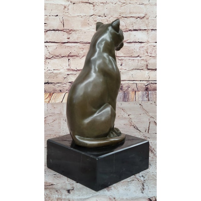 2020s Panther Puma Cougar Cat Bronze Sculpture Statue Figure on Marble Base For Sale - Image 5 of 10