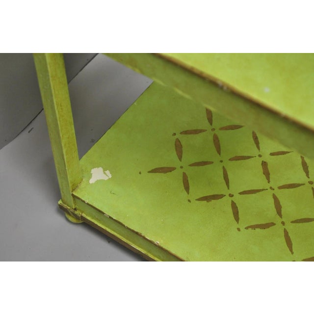 Green Vintage Italian Venetian Green Distress Painted 3 Tier French Country Side Table For Sale - Image 8 of 16