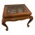 Vintage Chinoiserie Carved Wood End Table With Glass Inset For Sale