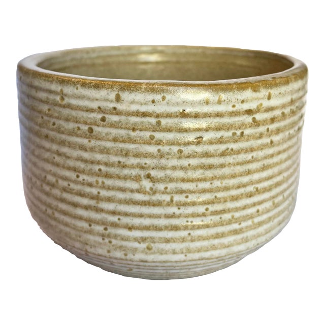 Mid 20th Century Zanesville Pottery Hand Thrown Ribbed Bowl For Sale