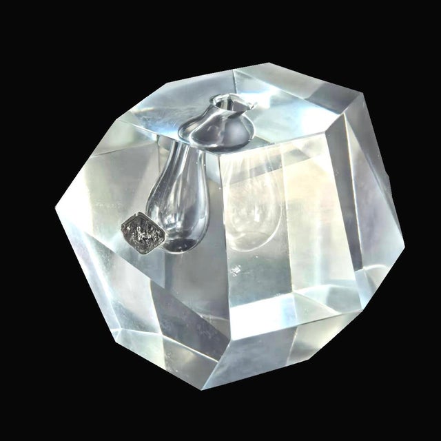 Offered is a vintage faceted clear crystal "Orchid" ("Orkidea") bud vase and paperweight designed originally by Timo...