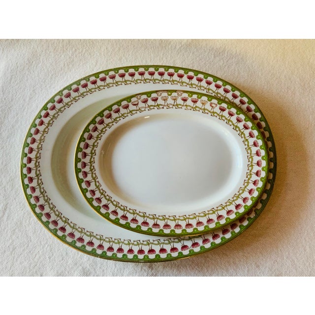 Antique Royal Worcester Victorian Porcelain Serving Set — Platters & Tureen, Pink Lotus & Gold For Sale - Image 15 of 18