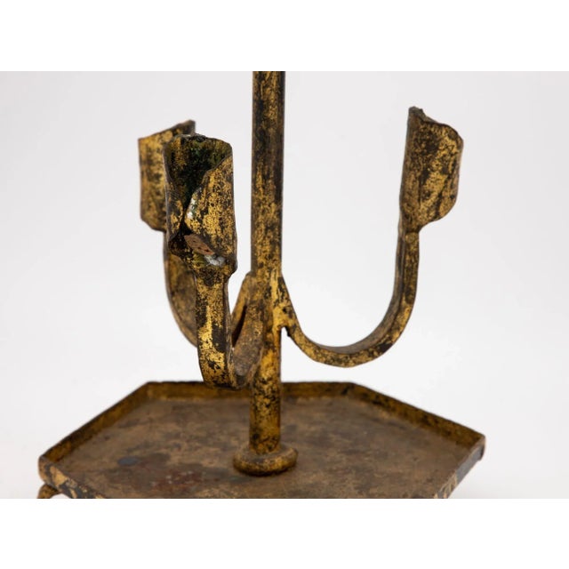 Spanish Gilt Iron Triple Candlestick or Stand, 1950s For Sale In New York - Image 6 of 8