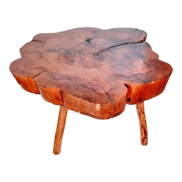 1960s Live Edge Cypress Side Table For Sale
