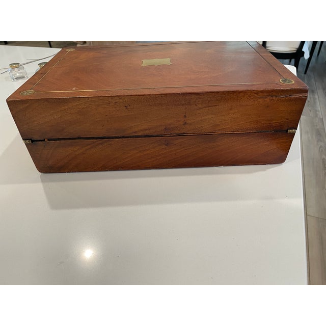 Early 19th Century English Mahogany & Brass-Inlaid Writing Slope/Lap Desk For Sale - Image 11 of 18