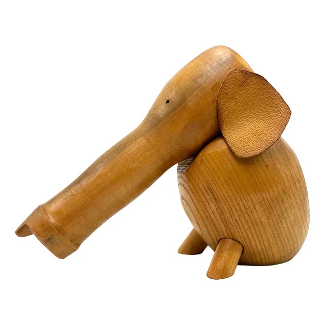 Mid-Century Danish Carved Baby Elephant, 1960s For Sale