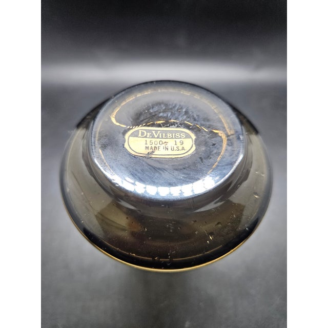Mid-Century Modern Vintage DeVilbiss Bohemian/Czech Crystal Decanter, Gold Leaf For Sale - Image 3 of 3