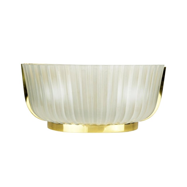 Mid-Century Italian Metal Brass and Molded Glass Sconce from Fidenza Vetraria For Sale - Image 9 of 9