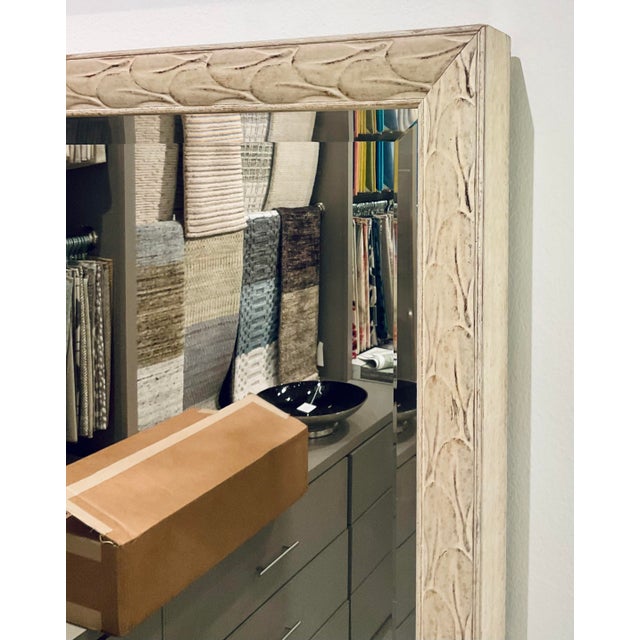 Transitional Cream Leaf Motif Wall Mirror For Sale - Image 4 of 4