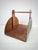 Cabin Vintage Handmade Wood & Hammered Copper Firewood Holder With Fish Motif | Rustic Cabin Lodge Log Carrier / Magazine Rack For Sale - Image 3 of 12