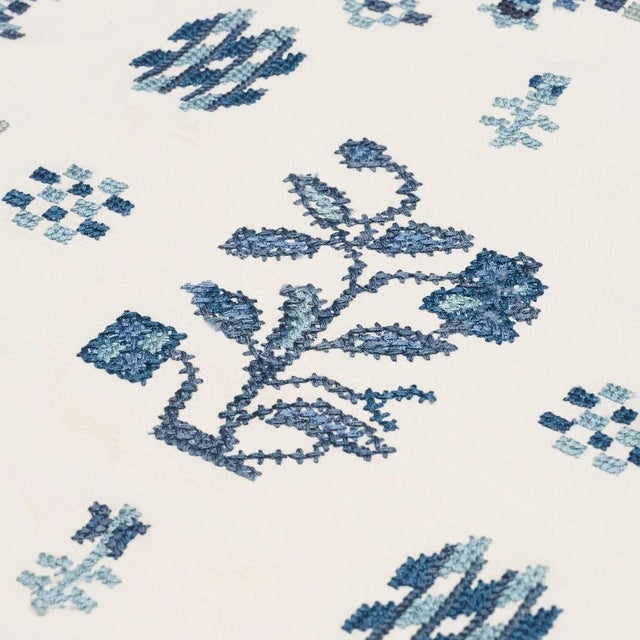 2020s SAMPLE - Schumacher Fairview Cross Stitch Embroidery Fabric In Indigo For Sale - Image 5 of 5