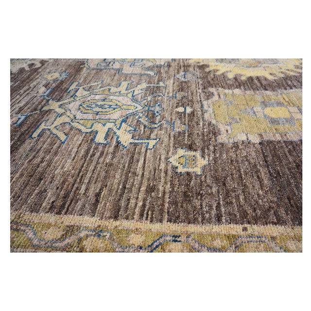 21st Century Turkish Oushak Wool 19x20 Charcoal, Yellow & Blue Oversized Handmade Area Rug #1144068 For Sale - Image 15 of 18