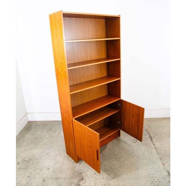 Mid-Century Modern 1960s Mid Century Danish Modern Credenza Bookshelf Cabinet Teak Shelves Cabinet Doors For Sale - Image 3 of 12