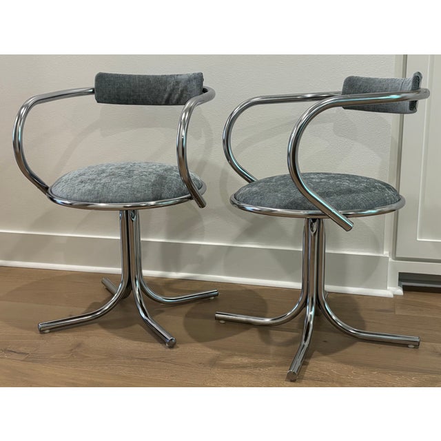 Chrome Mid-Century Chrome Tubular Armchairs by Etowah Mfg, a Pair For Sale - Image 8 of 18