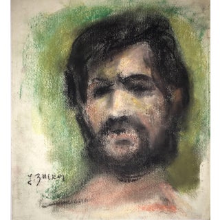 Jacques (Jakub) Zucker, Portrait Drawing Bearded Man Ecole D'Paris, WPA, Bezalel Artist For Sale