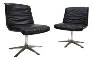 Delta Swivel Chairs in Leather from Wilkhahn, 1960s, Set of 2