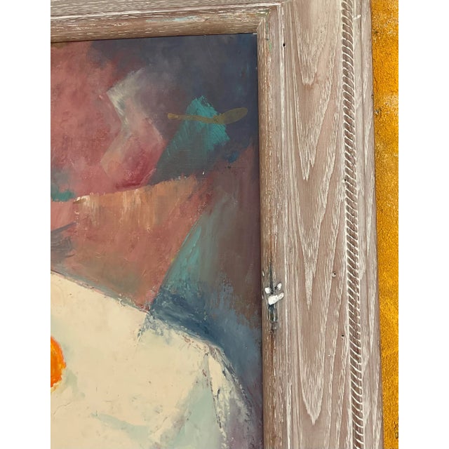 Vintage Boho Original Geometric Still Life Oil on Canvas For Sale In West Palm - Image 6 of 11