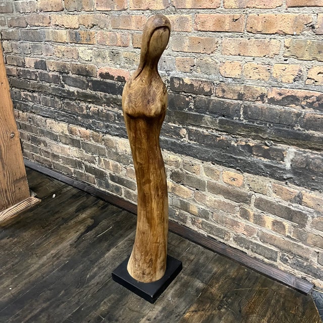 Wood Elegant Mid-Century Female Form Walnut Sculpture on Black Base by Endre Vitez For Sale - Image 7 of 11