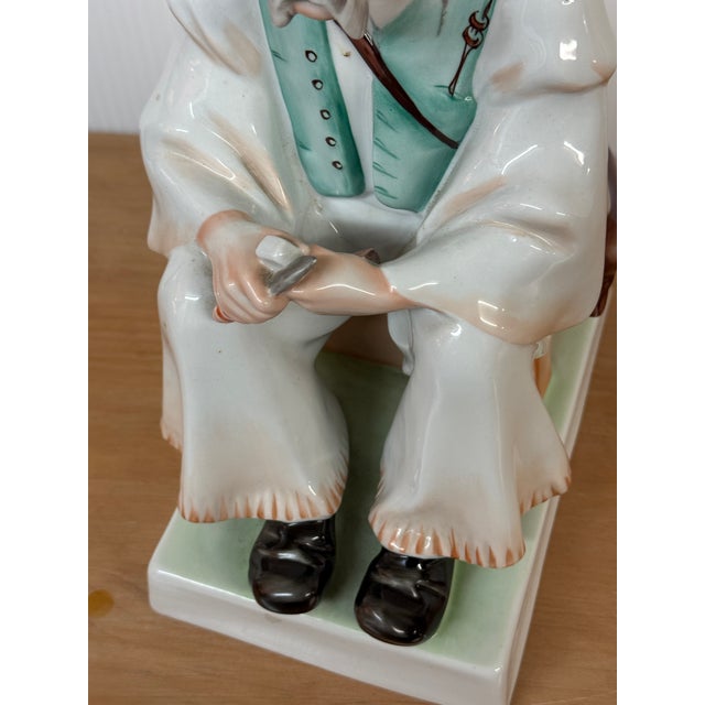 Zsolnay Zsolnay of Pecs, Hungary Man Whittling Figurine, Vintage For Sale - Image 4 of 12