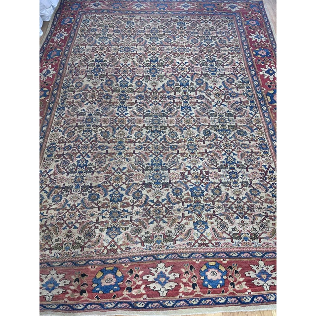 Late 19th Century Antique Sultanabad Carpet, Handmade Persian Rug, Ivory, Blue, Green, Soft Red For Sale - Image 5 of 11