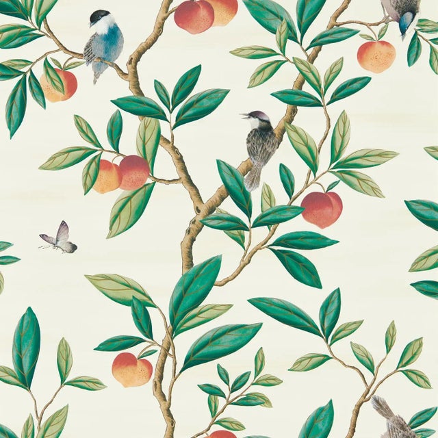 Harlequin Ella Wallpaper in Fig Blossom/Fig Leaf/ Nectarine For Sale