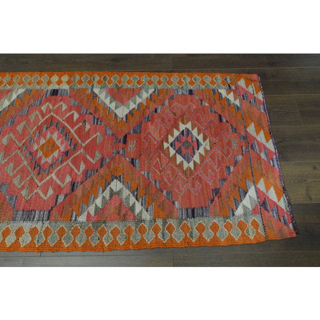 1970s Vintage Turkish Oushak Handmade Wool Cotton Pink Runner Rug For Sale - Image 9 of 11