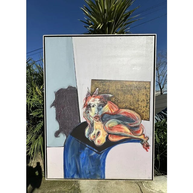 Henri Ren, Portrait, 1982, Oil on Canvas For Sale - Image 4 of 9