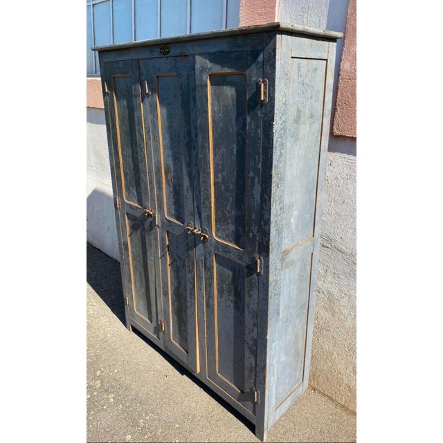 3-Door Woodworking Workshop Locker, 1930s For Sale - Image 4 of 6