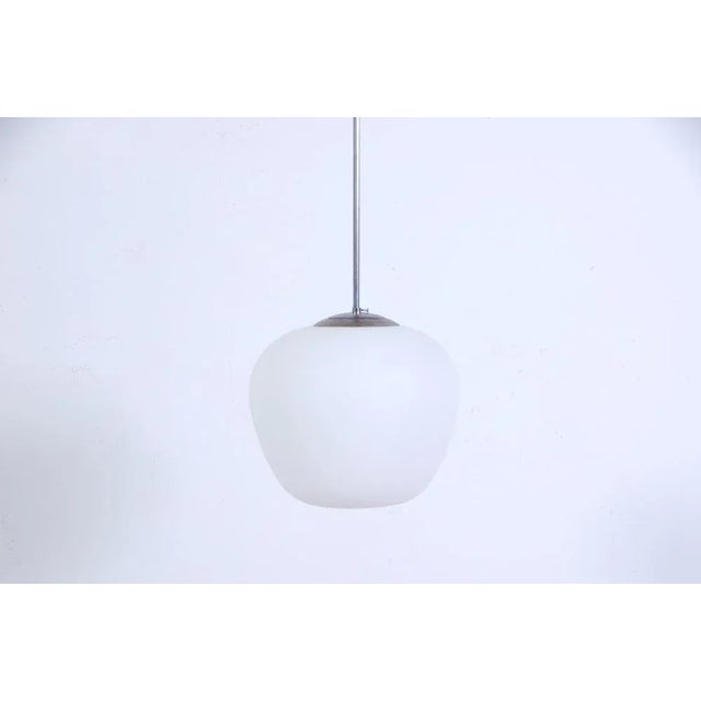 White Mid-Century Glass Ceiling Lamp, 1950s For Sale - Image 8 of 10
